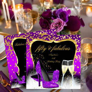 Fabelhafte 50-Party Lila Magenta Gold Champagner Einladung