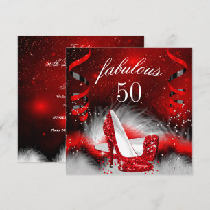 Fabelhafte 50 Rote High Heel Geburtstagsfeier Einladung