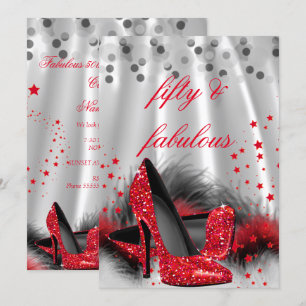 Fabelhafte 50 rote High Heels schwarz silber Gebur Einladung