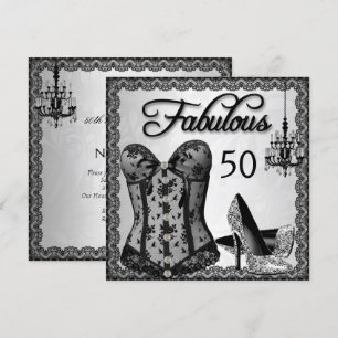 Fabelhafte 50 schwarze Silber-Korsett-High-Heels-P Einladung