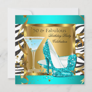 Fabelhafte 50 Teal Glitter High Heels Zebra Cockta Einladung