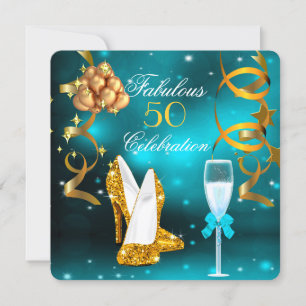 Fabelhafte 50 Türkis Gold High Heel Champagner Par Einladung