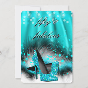 Fabelhafte 50 Türkisblaue Sterne High Heels Geburt Einladung