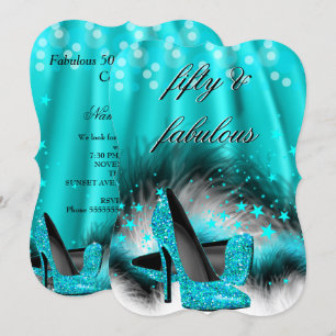 Fabelhafte 50 Türkisblaue Sterne High Heels Geburt Einladung
