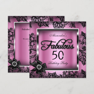 Fabelhafte 50er-Party Rosa Damast Schwarze Spitze Einladung