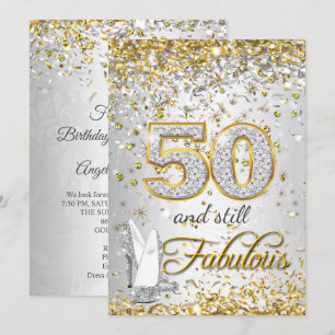 Fabelhafte 50er Silber Gold High Heels Party Einladung