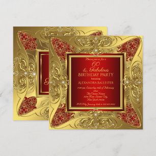 Fabelhafte 60 Rot-Gold-Geburtstagsfeier-Diamant Einladung