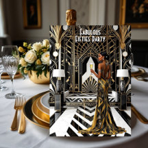 Fabelhafte Art Deco Ethnische Frau Gold Schwarz We