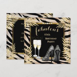 Fabelhafte Beige Gold Palmen Zebra Champagner Part Einladung