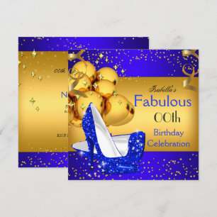 Fabelhafte blaue High Heels Gold Geburtstagsfeier  Einladung
