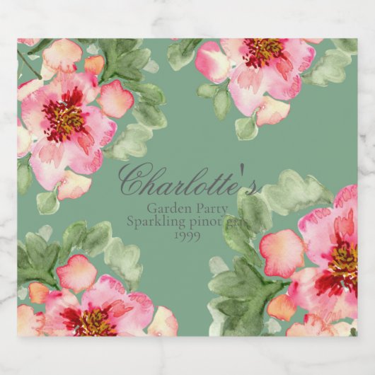 Fabelhafte Blumen-Gartenparty-Brautabschied Schaumweinetikett (Einzelnes Label)