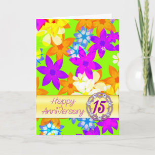 Fabelhafte Blumen zum 15. Hochzeitstag für den Par Karte