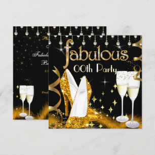 Fabelhafte Champagner-Party Glitter Gold High Heel Einladung