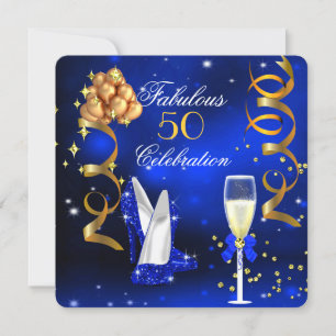 Fabelhafte Champagner-Party Royalblaue High Heels  Einladung