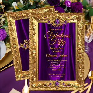 Fabelhafte elegante Geburtstagsfeier Lila Gold Juw Einladung
