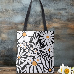 Fabelhafte florale schwarz-weiße Abstraktion Tasche