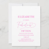 fabelhafte fünfzehn rosa elegante klassische quinc einladung (Vorderseite)