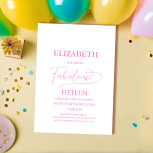 fabelhafte fünfzehn rosa elegante klassische quinc einladung