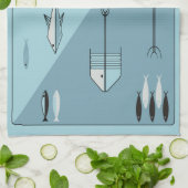 FABELHAFTE Fünfzigerjahre des Tuches FISCHEN Retro Geschirrtuch (Gefaltet)