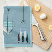 FABELHAFTE Fünfzigerjahre des Tuches FISCHEN Retro Geschirrtuch (Viertel Falte)