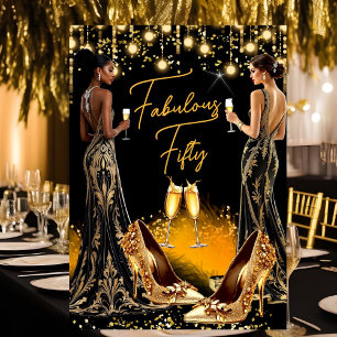 Fabelhafte Geburtstags-Goldene High Heels Champagn Einladung
