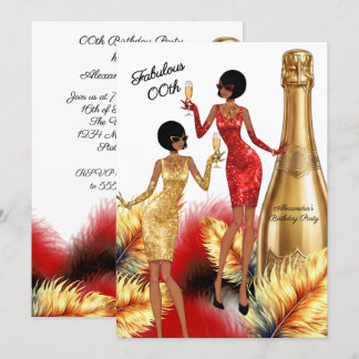 Fabelhafte Geburtstags-Rot-Gold-Kleider Champagner Einladung