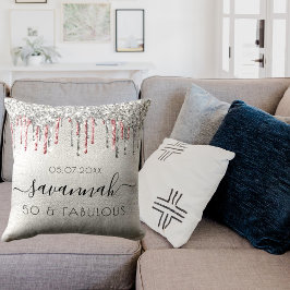 Fabelhafte Geburtstagsbezeichnung silberrosa Glitz Kissen