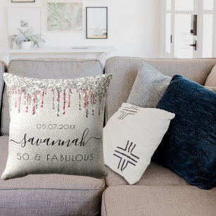 Fabelhafte Geburtstagsbezeichnung silberrosa Glitz Kissen