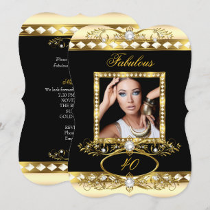 Fabelhafte Geburtstagsfeier Creme Pearl Gold Foto Einladung