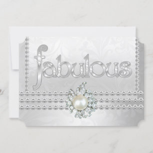 Fabelhafte Geburtstagsfeier Silber Weiß Diamant Pe Einladung