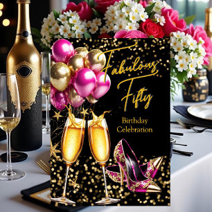 Fabelhafte Glitter Hot Pink Gold Absätze Champagne Einladung