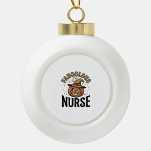 Fabelhafte Halloween-Krankenschwester-Kürbis-Vinta Keramik Kugel-Ornament
