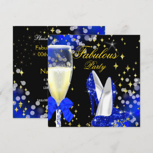 Fabelhafte königsblaue Glitter High Heels Party 2 Einladung