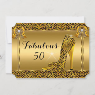 Fabelhafte Leopard Gold High Heels Geburtstagsfeie Einladung