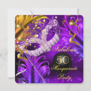 Fabelhafte Purpur-Gold-Maskenball-Geburtstagsfeier Einladung