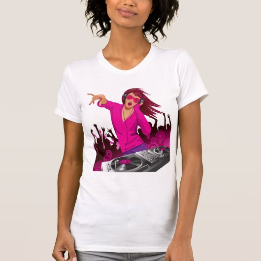 Fabelhafte rosa Dame DJ T-Shirt (Vorderseite)