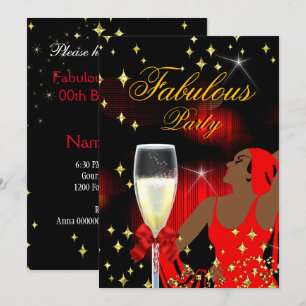 Fabelhafte rote Glitter-Diva-Geburtstagsfeier 2 Einladung