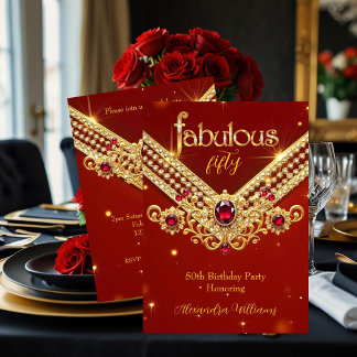 Fabelhafte rote Gold-Diamanten Elegante Geburtstag Einladung