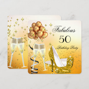 Fabelhafte Schimmer-Gold-High-Heels-Geburtstagsfei Einladung