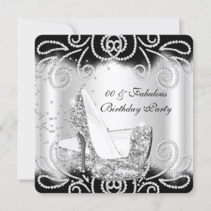 Fabelhafte silberne Glitter High Heels Geburtstag Einladung