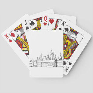 Fabelhafte Stadt . Kunstwerk . Schwarz und Weiß Spielkarten