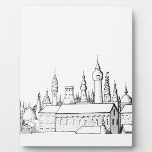 fabelhafte Stadt . Kunstwerk . Schwarzweiß Fotoplatte