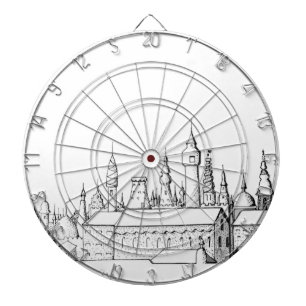 fabelhafte Stadt . Kunstwerke in Schwarz-Weiß. Dartscheibe