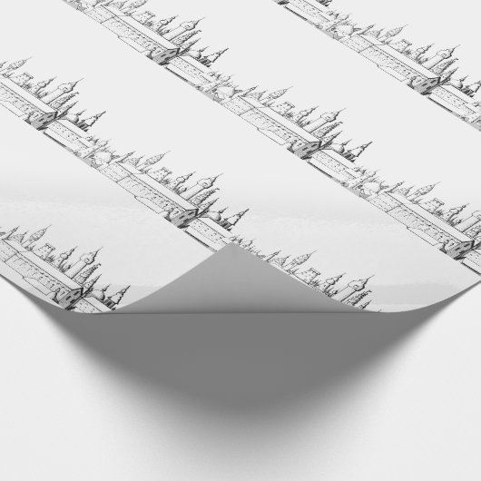 fabelhafte Stadt . Kunstwerke in Schwarz-Weiß. Geschenkpapier (Ecke)