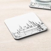 fabelhafte Stadt . Kunstwerke in Schwarz-Weiß. Getränkeuntersetzer (Linke Seite)