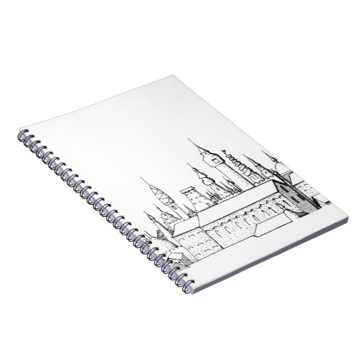 fabelhafte Stadt . Kunstwerke in Schwarz-Weiß. Notizblock (Rechte Seite)