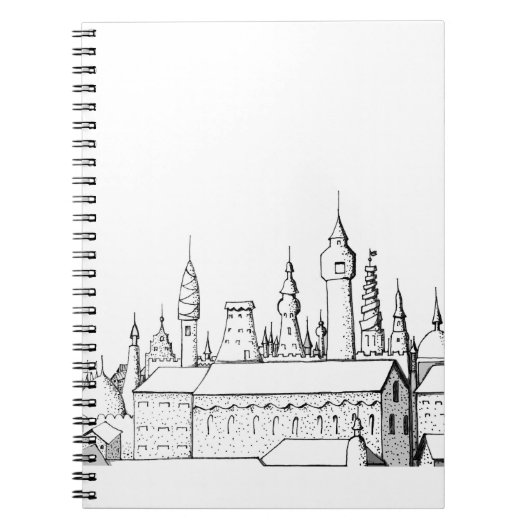 fabelhafte Stadt . Kunstwerke in Schwarz-Weiß. Notizblock (Vorderseite)