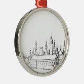 fabelhafte Stadt . Kunstwerke in Schwarz-Weiß. Ornament Aus Metall (Rechts)