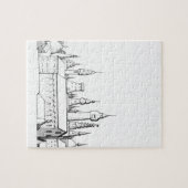 fabelhafte Stadt . Kunstwerke in Schwarz-Weiß. Puzzle (Horizontal)