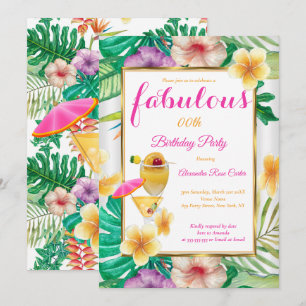 Fabelhafte Tropical-Cocktail-Blumenparty Einladung
